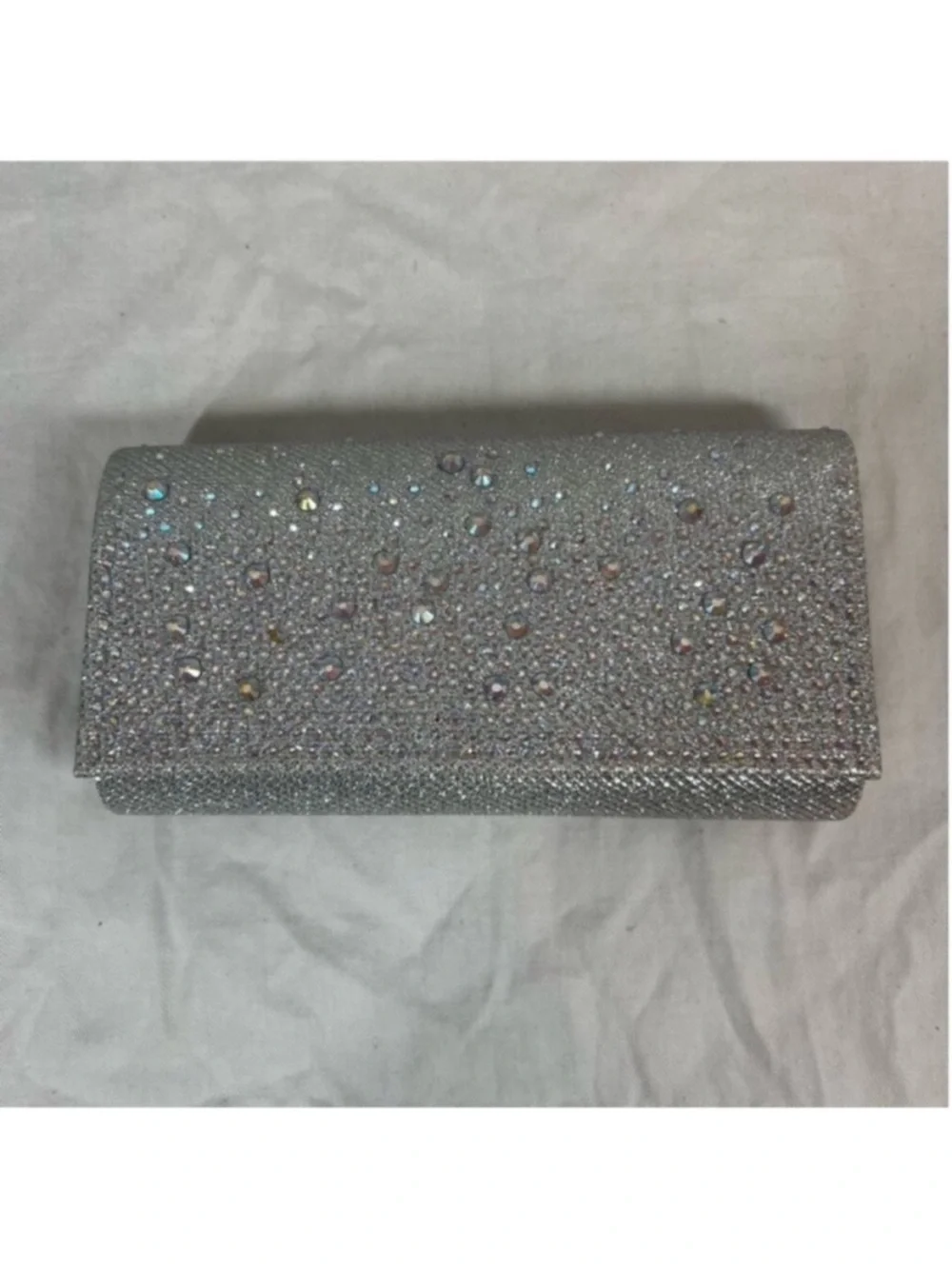 Jessica McClintock Chloe Sparkle Rhinestone Silver Crossbody Clutch
